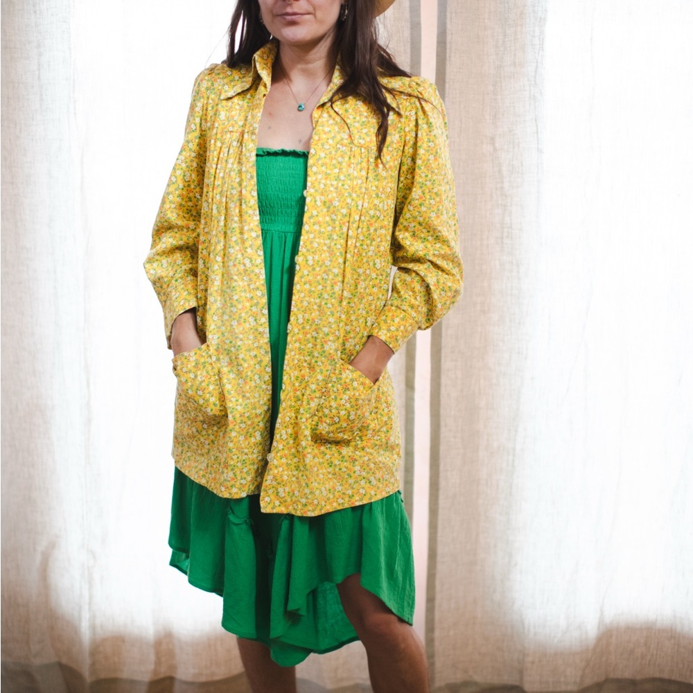 Vintage Yellow Ditsy Floral Spring Jacket